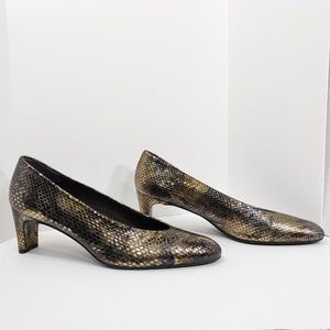Stuart Weitzman Metallic Snakeskin Pumps
